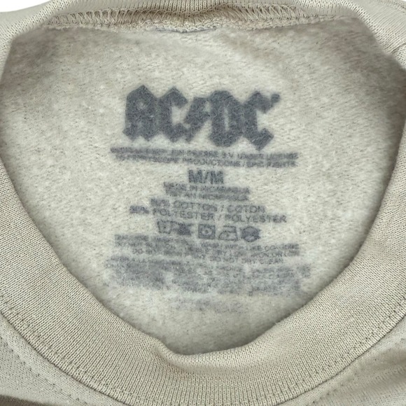 AC/DC Men's Medium Crewneck Sweatshirt – Beige Lightning Bolt Graphic - Picture 3 of 5